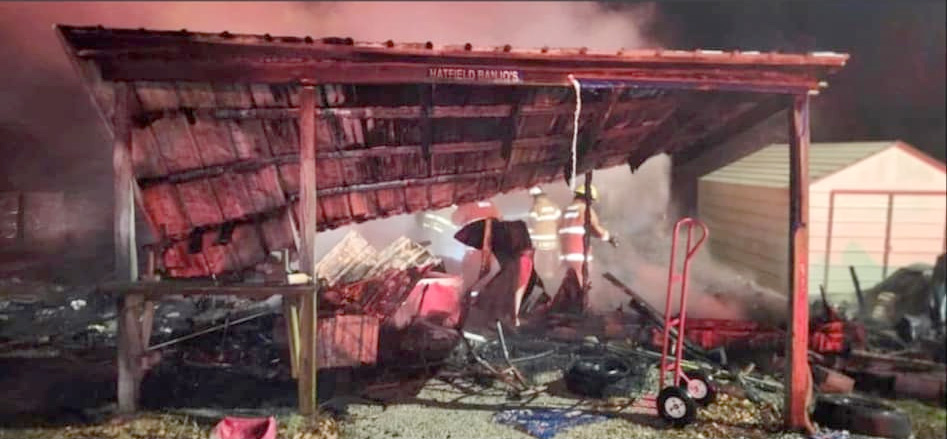 Arthur Hatfield's shop burns down