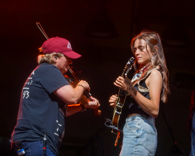 Deanie Richardson and Rainy Miatke with Sister Sadie at the 2025 Bluegrass & Chili Festival in Oklahoma - photo © Pamm Tucker