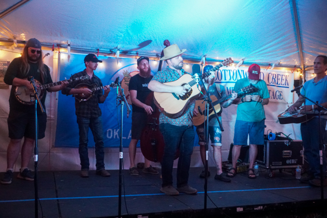 Rick Faris leads a jam at the 2025 Oklahoma International Bluegrass Festival - photo © Pamm Tucker