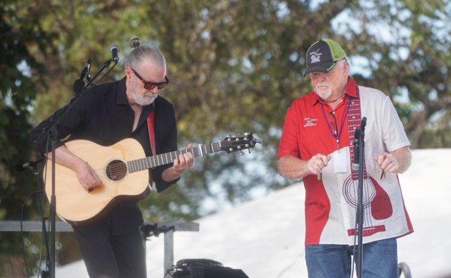 Beppe Gambetta and Bones Patton at the 2025 Oklahoma International Bluegrass Festival - photo © Pamm Tucker