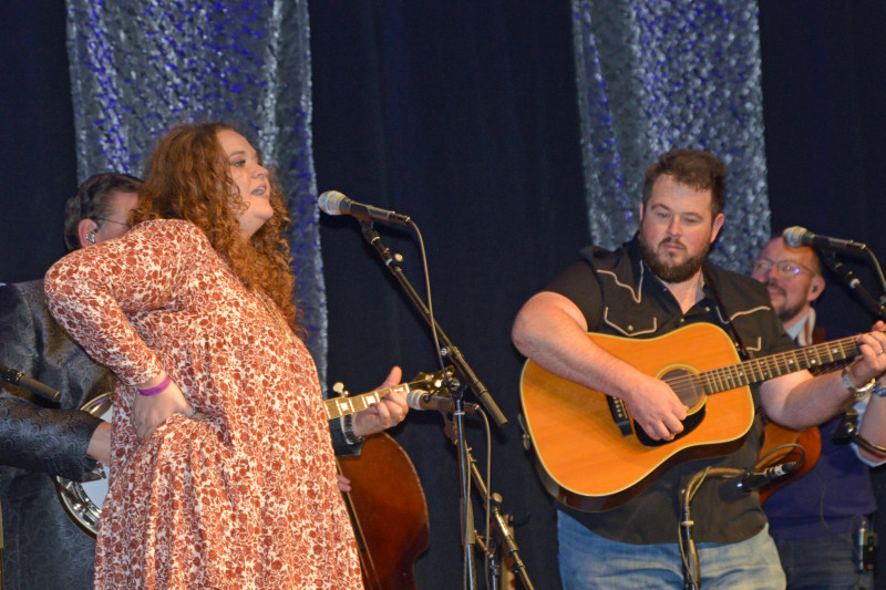Joe MUllins' daughter Sarah, and her husband, Josh, at the November 2025 Industrial Strength Bluegrass Festival - photo © Bill Warren