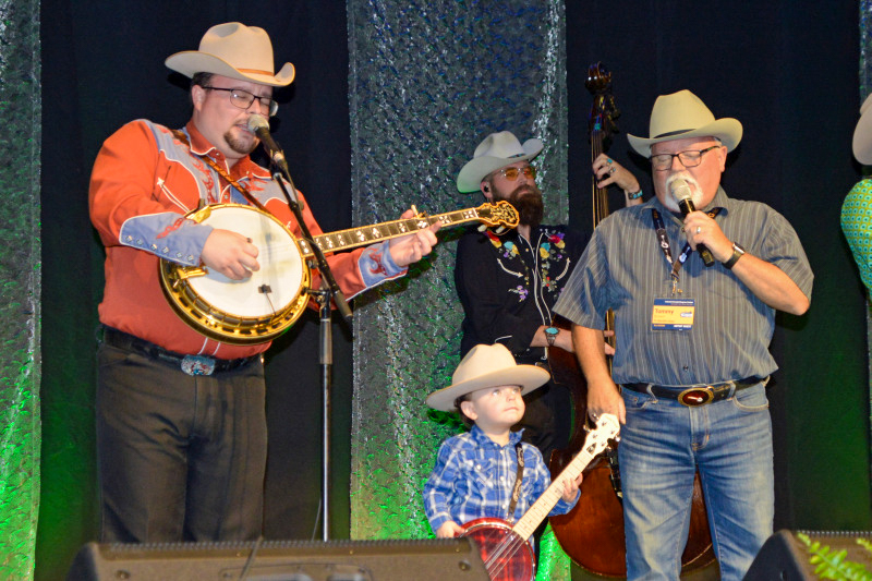 Jereme Brown, William Thomas Brown, and Tommy Brown with The Po' Ramblin' Boys at the November 2025 Industrial Strength Bluegrass Festival - photo © Bill Warren