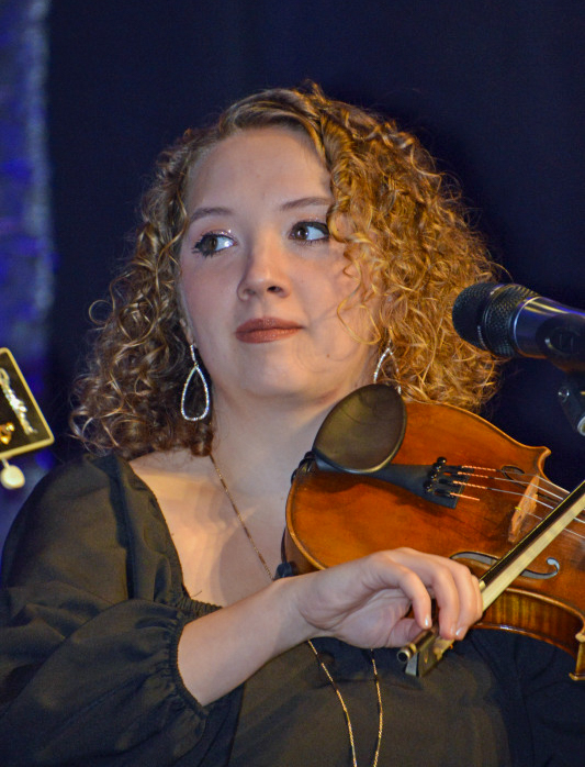Ella Thomas with Caroline Owens & New Company at the November 2025 Industrial Strength Bluegrass Festival - photo © Bill Warren