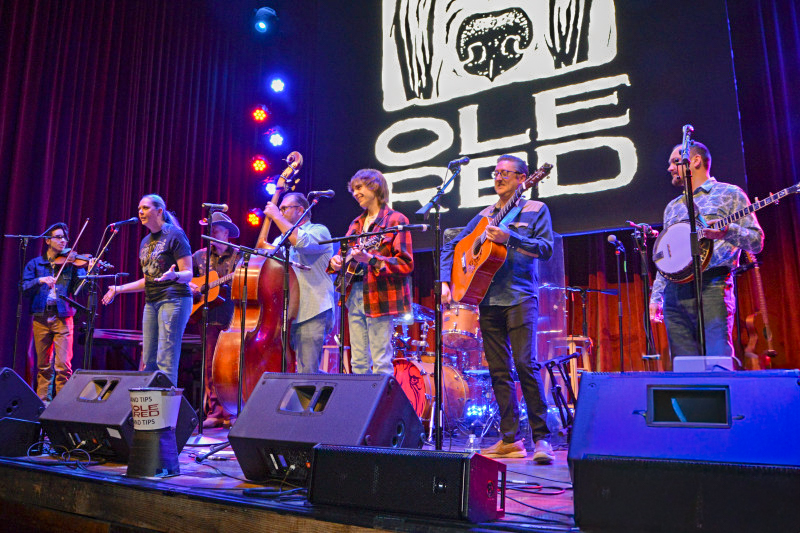 Susan King joins The Smoky Mountain All Stars at the Bluegrass Christmas in the Smokies pre-show party for 2025 - photo © Bill Warren