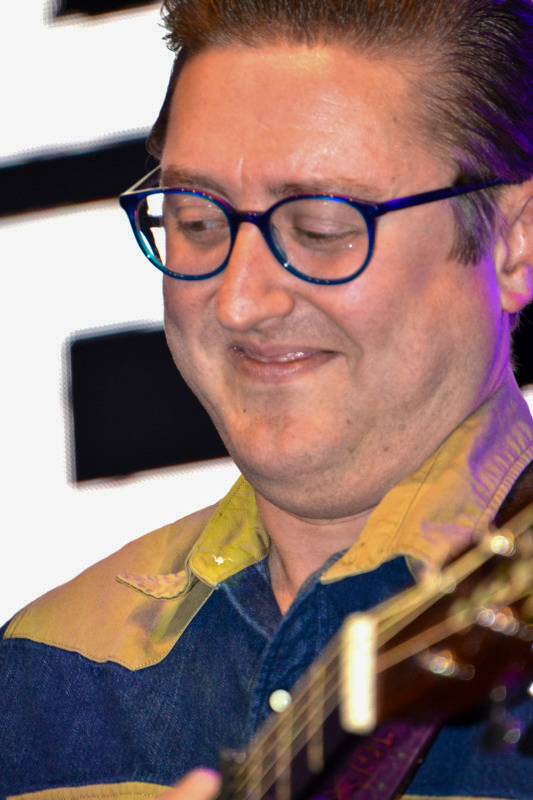 Alex Leach with The Smoky Mountain All Stars at the Bluegrass Christmas in the Smokies pre-show party for 2025 - photo © Bill Warren