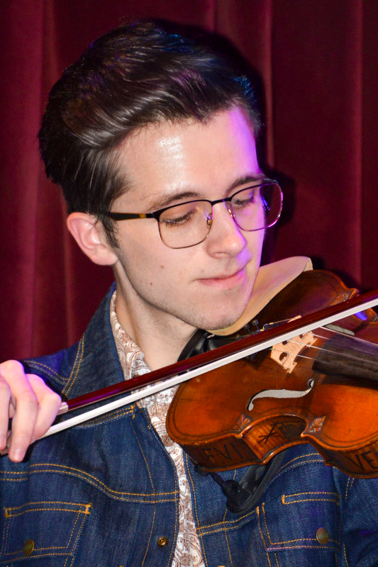 Noah Goebel with The Smoky Mountain All Stars at the Bluegrass Christmas in the Smokies pre-show party for 2025 - photo © Bill Warren