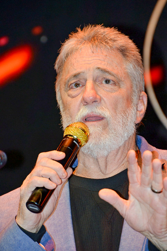 MC Doug Whitley welcomes everyone to the Bluegrass Christmas in the Smokies pre-show party for 2025 - photo © Bill Warren