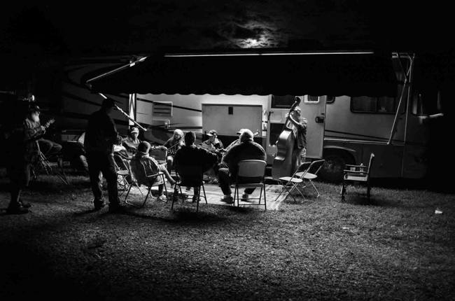 Campground jam at Pickin' in Parsons 2025 - photo © Jeromie Stephens